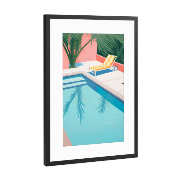 Poster mit Rahmen Schwarz (Metallic) "Entspannende Pool Gartenlandschaft" artboxONE - Natur,Reise / Strand und Meer,Reise / Länder