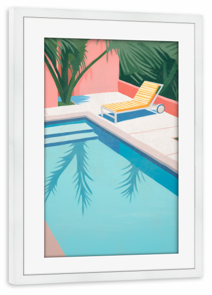 Poster mit Rahmen weiß "Entspannende Pool Gartenlandschaft" artboxONE - Natur,Reise / Strand und Meer,Reise / Länder