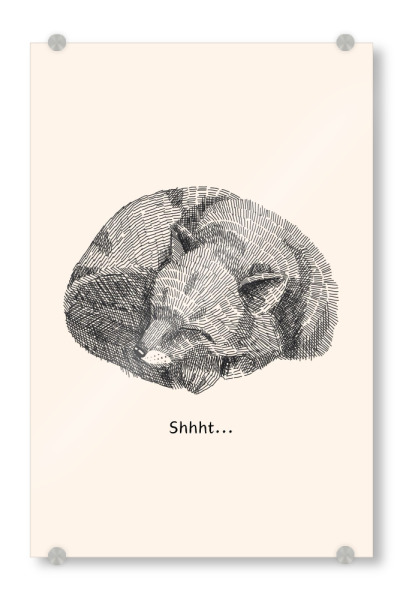 Acrylglasbild "Psst!" artboxONE - Für Kinder,Tiere - Lesie,Baby,Schlaf,Winterschlaf,Fuchs,Fox,Waldtier,Psst,Pssst,Shhht,Ruhe,Entspannung