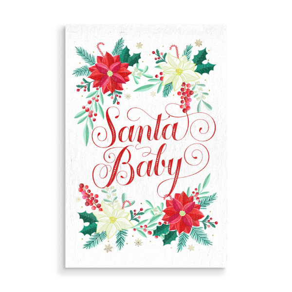 Holzbild "Santa Baby, Weihnachten" artboxONE - Typografie,Floral,Weihnachten