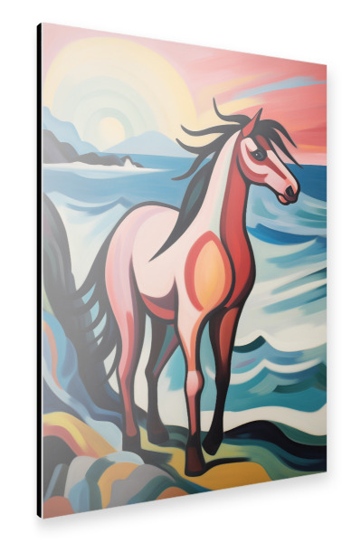 Alu-Dibond "Sonnenuntergang mit Pferd" 75x50 cm artboxONE