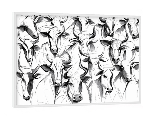 Poster mit weißem Rahmen "Elegante Stierbullen Darstellung" artboxONE - Natur,Tiere,Abstrakt