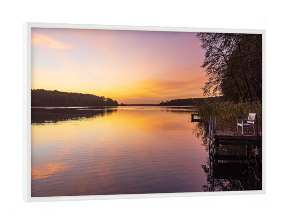 Poster mit weißem Rahmen "Sonnenaufgang am Plauer See" artboxONE - Natur,Reise