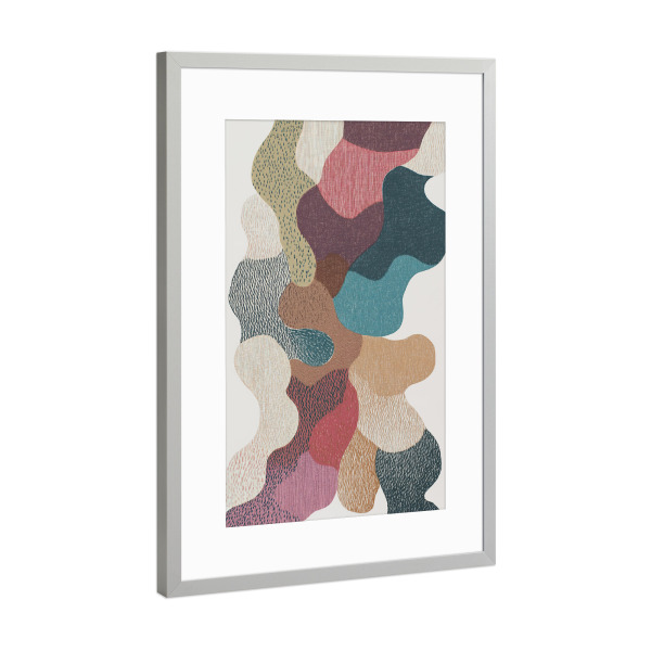 Poster mit Rahmen Silber "Retro Textil Collage Lule" artboxONE - Natur,Abstrakt,Geometrie