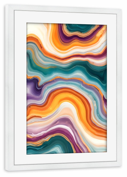 Poster mit Rahmen weiß "Purple, Teal & Gold Agate" artboxONE - Abstrakt