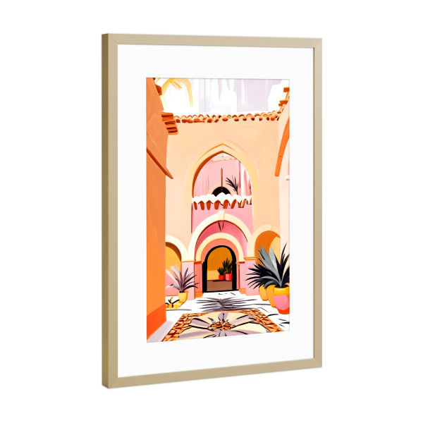 Poster mit Rahmen Gold "Der Innenhof" artboxONE - Architektur