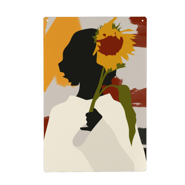 Metall Poster "Beschattete Seele mit Sonnenblume" artboxONE - Floral,Abstrakt,Menschen