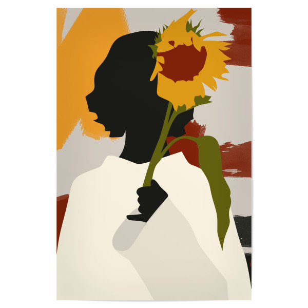 Poster 30x20 cm "Beschattete Seele mit Sonnenblume" artboxONE - Floral,Abstrakt,Menschen