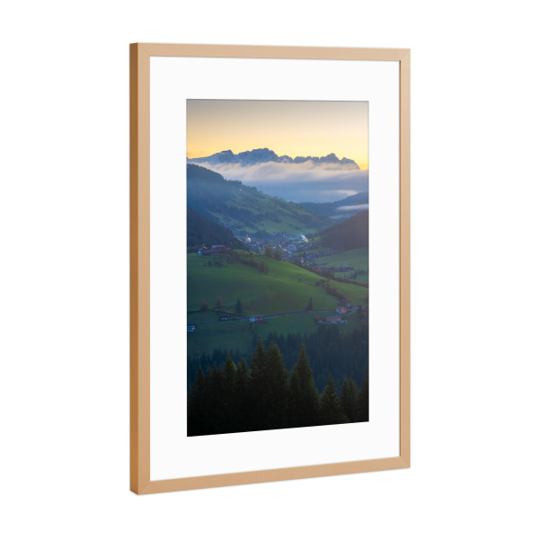 Poster mit Rahmen Kupfer "Sonnenaufgang in Wildschönau" artboxONE - Natur,Reise