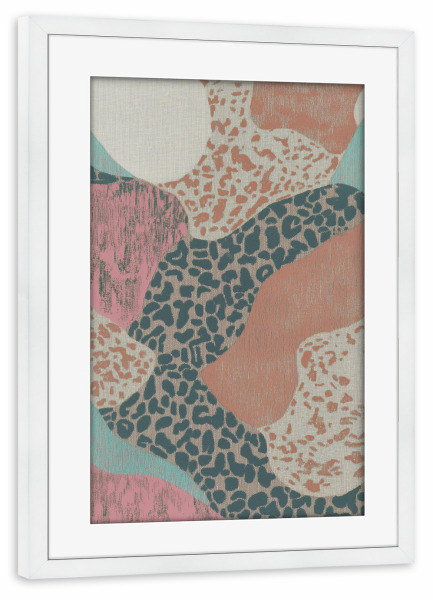 Poster mit Rahmen weiß "Retro Textil Collage Almada" artboxONE - Natur,Abstrakt,Geometrie