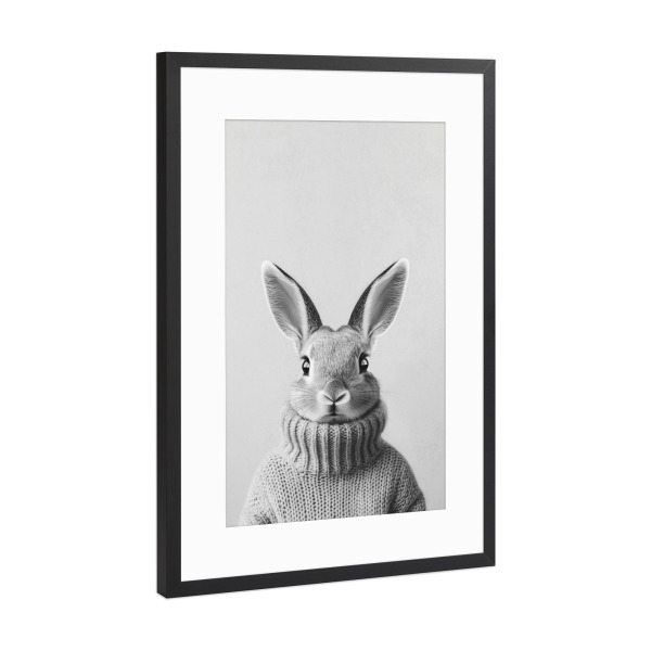 Poster mit Rahmen Schwarz (Metallic) "Hasen Portrait Luis" artboxONE - Natur,Tiere,Lustig