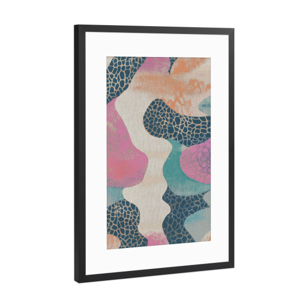 Poster mit Rahmen Schwarz (Metallic) "Retro Textil Collage Braga" artboxONE - Natur,Abstrakt,Geometrie