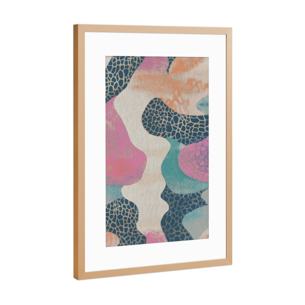 Poster mit Rahmen Kupfer "Retro Textil Collage Braga" artboxONE - Natur,Abstrakt,Geometrie