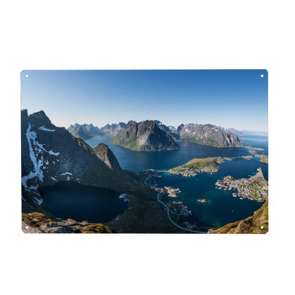 Holzbild "Reine Lofoten" artboxONE - Reise,Reise / Strand und Meer - Norwegen,Fischerdorf,Norwegische küste,Skandinavien,Reinebringen,Andoya,Olstinden