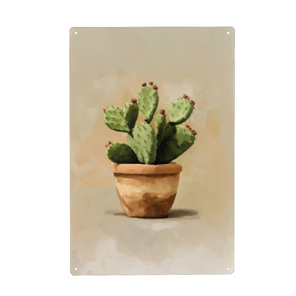 Metall Poster "Kaktus-Stillleben" artboxONE - Natur,Floral - Natur,Pflanze,Kaktus,Stillleben,Natur,Illustration,Pflanzenliebhaber,Kunstdruck