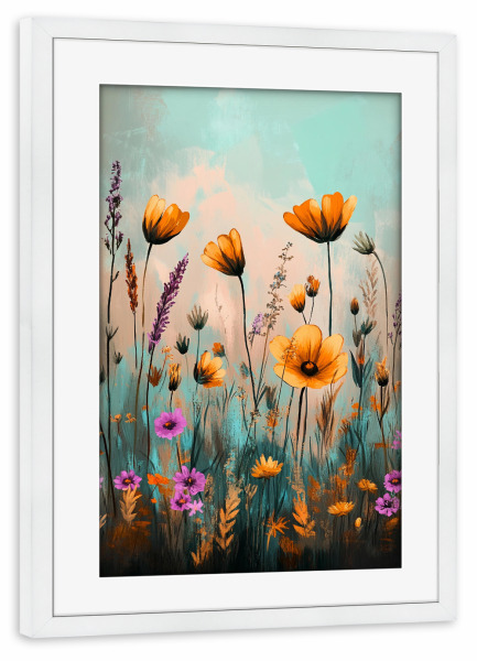 Poster mit Rahmen weiß "Blumen Lavendel C (matart)" artboxONE - Natur,Floral - Blumen,Lavendel,Wiese,Natur,Modern,Kunst
