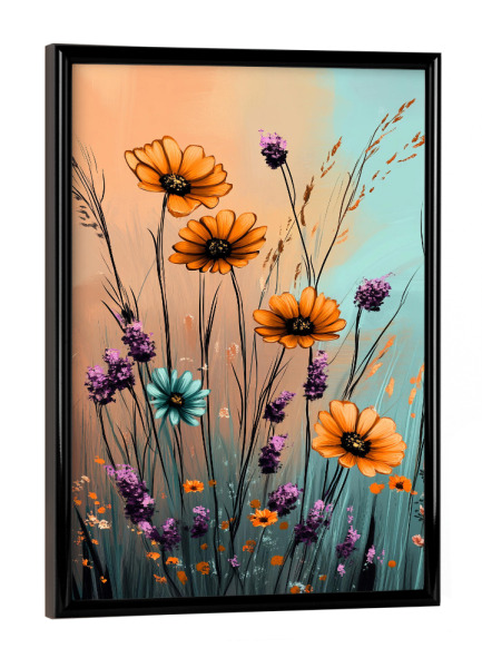 Poster mit schwarzem Rahmen "Blumen Lavendel D (matart)" artboxONE - Floral - Blumen,Lavendel,Wiese,Garten,Natur,Modern,Kunst
