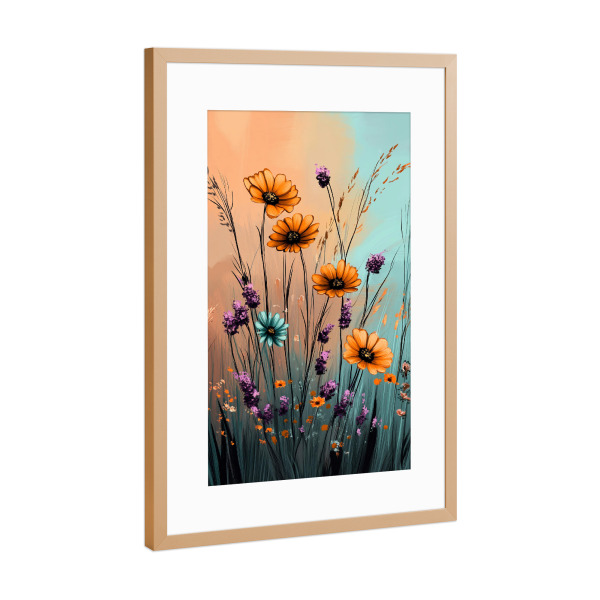 Poster mit Rahmen Kupfer "Blumen Lavendel D (matart)" artboxONE - Floral - Blumen,Lavendel,Wiese,Garten,Natur,Modern,Kunst