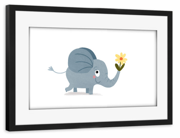 Poster mit Rahmen schwarz "Sweet Elephant" artboxONE - Für Kinder,Tiere