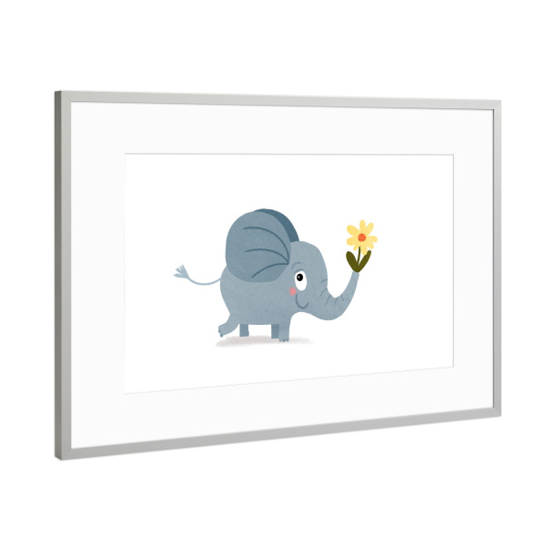 Poster mit Rahmen Silber "Sweet Elephant" artboxONE - Für Kinder,Tiere