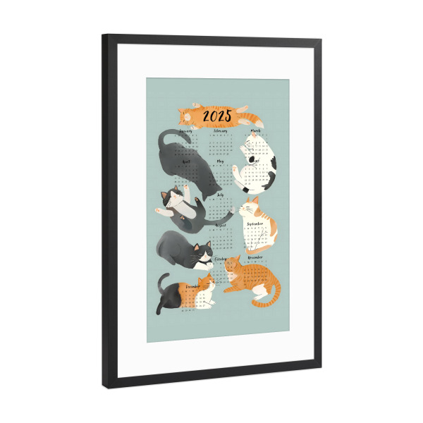 Poster mit Rahmen Schwarz (Metallic) "Katzenkalender" artboxONE - Tiere,Lustig