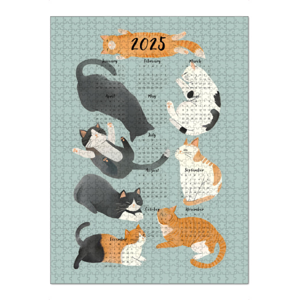 Puzzle Ravensburger "Katzenkalender" artboxONE - Tiere,Lustig - Katze,Katzenliebhaber,Kalender,2025,Neujahr,Weihnachten,Malerei,Kätzchen