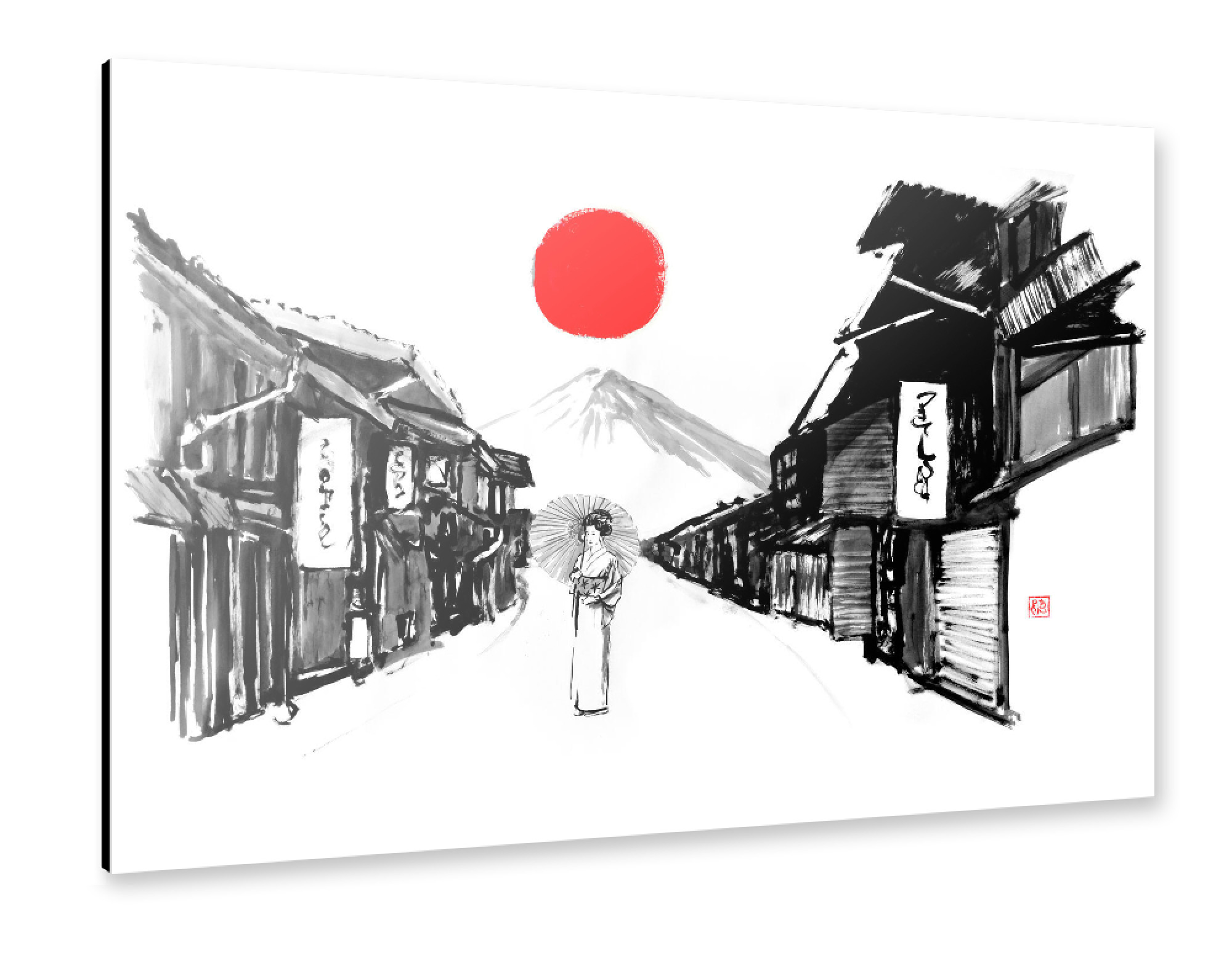 Alu-Dibond "Geisha auf der Straße" 30x20 cm artboxONE