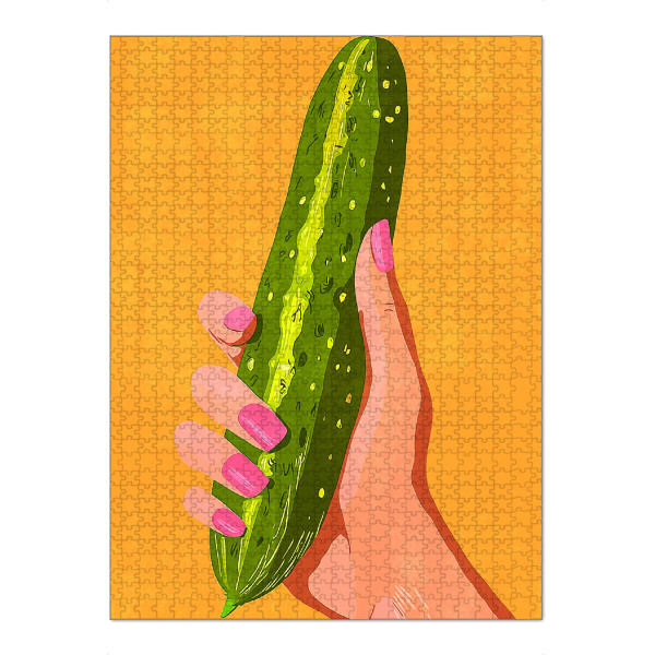 Puzzle Ravensburger "Pinke Fingernägel und Gurke" artboxONE - Menschen,Essen & Trinken / Obst & Gemüse,Lustig