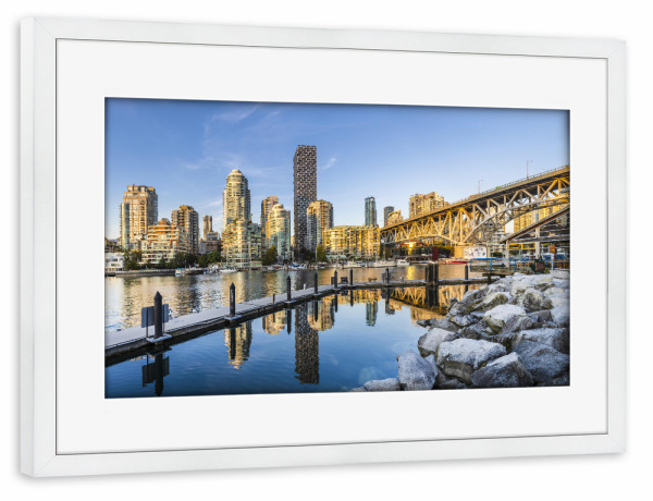 Poster mit Rahmen weiß "Granville Island in Vancouver" artboxONE - Architektur,Reise / Länder,Städte / Weitere