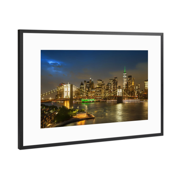 Poster mit Rahmen Schwarz (Metallic) "Abendimpression aus NYC" artboxONE - Städte / New York,Reise,Architektur