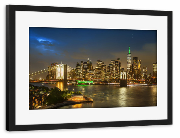 Poster mit Rahmen schwarz "Abendimpression aus NYC" artboxONE - Städte / New York,Reise,Architektur