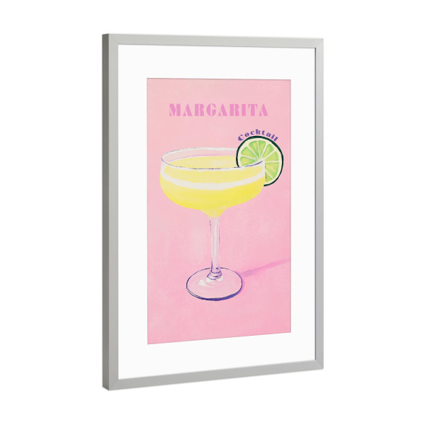 Poster mit Rahmen Silber "Erfrischende Margarita Kunst" artboxONE - Typografie,Reise / Länder,Essen & Trinken / Alkohol