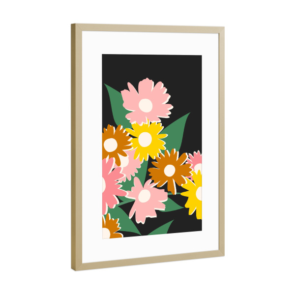 Poster mit Rahmen Gold "Daisy Delight" artboxONE - Floral