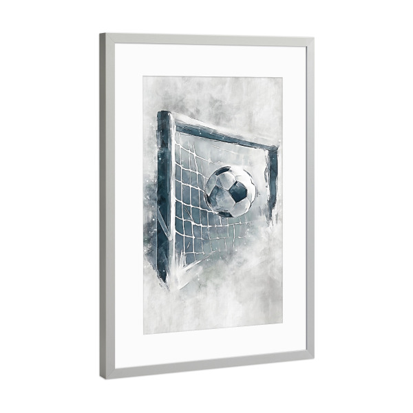 Poster mit Rahmen Silber "Football goal art (matart)" artboxONE - Sport,Sport / Fußball - Fußball,Goal,Spieler,Ball,Mannschaft,Sport,Modern,Kunst