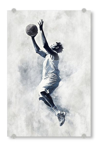 Acrylglasbild "Basketball art A (matart)" artboxONE - Schwarzweiß,Sport - Basketball,Korb,Ball,Basketballspieler,Spieler,Team,Sport,Moderne,Kunst
