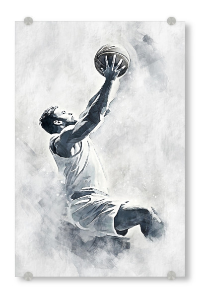 Acrylglasbild "Basketball art B (matart)" artboxONE - Schwarzweiß,Sport