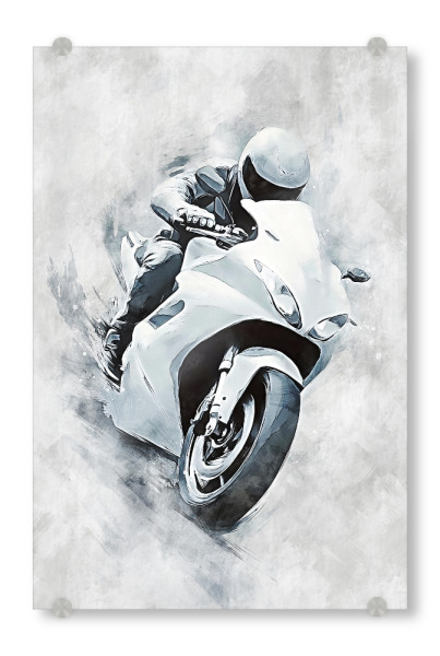 Acrylglasbild "Motorcycle Racing art A (matart)" artboxONE - Sport / Motorsport,Schwarzweiß