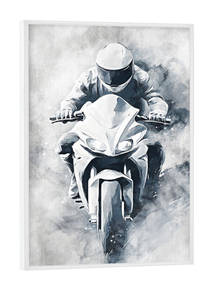 Poster mit weißem Rahmen "Motorcycle Racing art B (matart)" artboxONE - Sport / Motorsport,Schwarzweiß