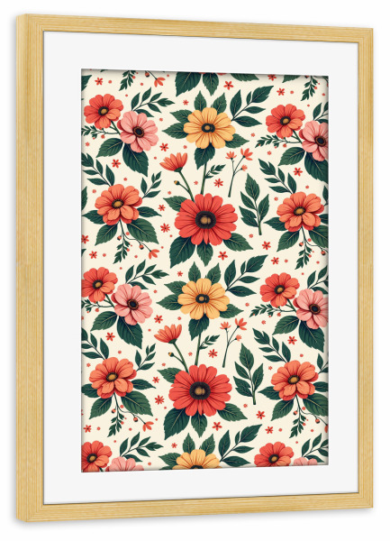 Poster mit Rahmen kiefer "Klassische florale Symmetrie" artboxONE - Floral