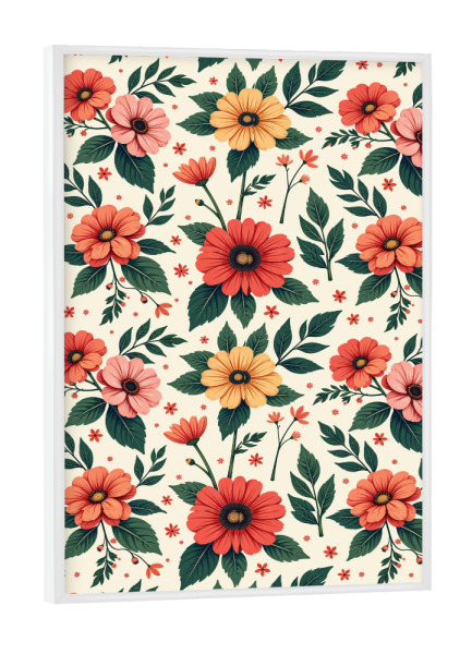 Poster mit weißem Rahmen "Klassische florale Symmetrie" artboxONE - Floral