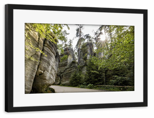 Poster mit Rahmen schwarz "Adersbacher Felsenstadt" artboxONE - Natur