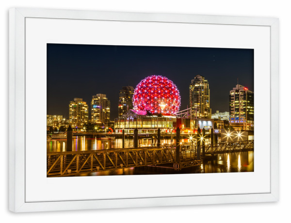 Poster mit Rahmen weiß "Nachtimpression aus Vancouver" artboxONE - Architektur,Reise / Länder,Städte / Weitere