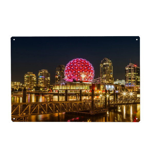 Holzbild "Nachtimpression aus Vancouver" artboxONE - Architektur,Reise / Länder,Städte / Weitere