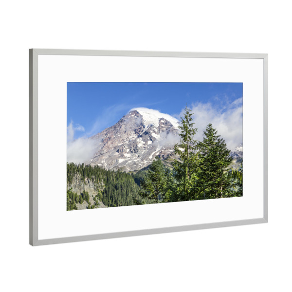 Poster mit Rahmen Silber "Markanter Mount Rainier" artboxONE - Natur,Reise / Länder