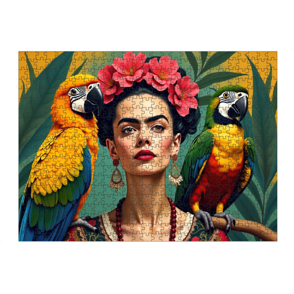 Puzzle Ravensburger "Frida Kahlo mit Papageien" artboxONE - Abstrakt,Fashion
