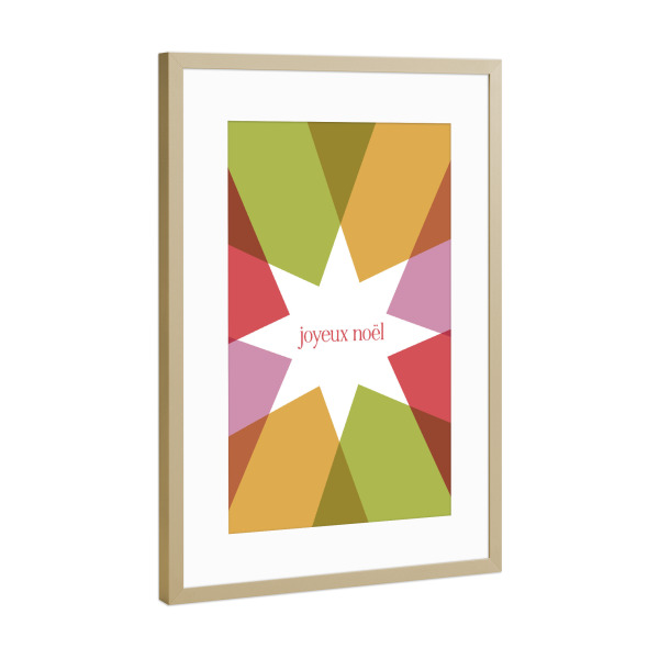 Poster mit Rahmen Gold "Star Joyeux Noël" artboxONE - Typografie,Abstrakt,Weihnachten