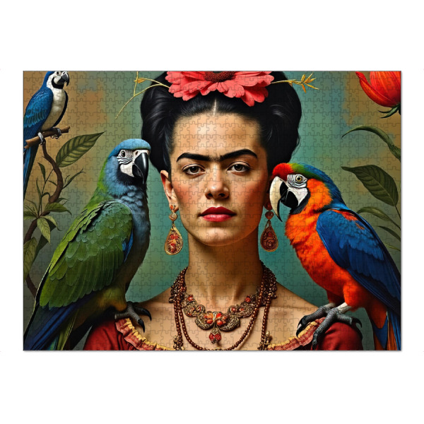 Puzzle Ravensburger "Frida Kahlo mit Papageien -b" artboxONE - Abstrakt,Fashion