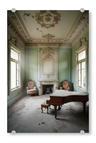 Acrylglasbild "MINTEN" artboxONE - Architektur,Buchstaben / L,Buchstaben / U,Buchstaben / V - Abandoned,Urbex,Lost place,Decay,Ai,Generated