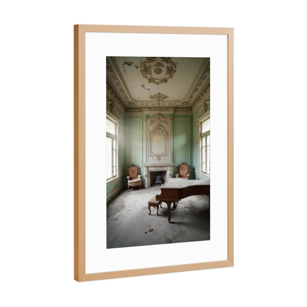 Poster mit Rahmen Kupfer "MINTEN" artboxONE - Architektur,Buchstaben / L,Buchstaben / U,Buchstaben / V - Abandoned,Urbex,Lost place,Decay,Ai,Generated