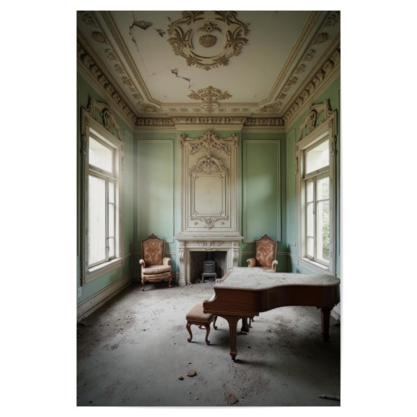 Poster "MINTEN" artboxONE - Architektur,Buchstaben / L,Buchstaben / U,Buchstaben / V - Abandoned,Urbex,Lost place,Decay,Ai,Generated